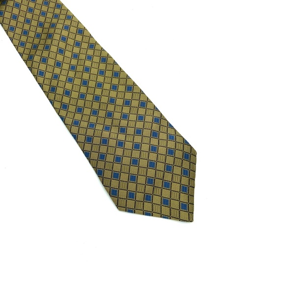 Brooks Brothers Other - BROOKS BROTHERS BASICS Gold Blue Squares silk tie